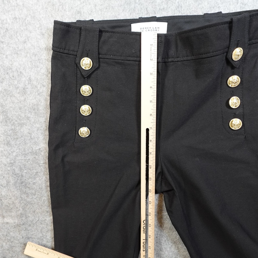 Derek Lam 10 Crosby Pants Womens 8 Robertson Flare Black Gold Button Sailor - Picture 7 of 16